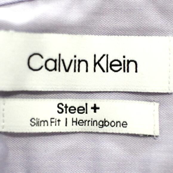 Calvin Klein Cotton Herringbone Slim Fit Dress Shirt Size M NWOT - Picture 5 of 6